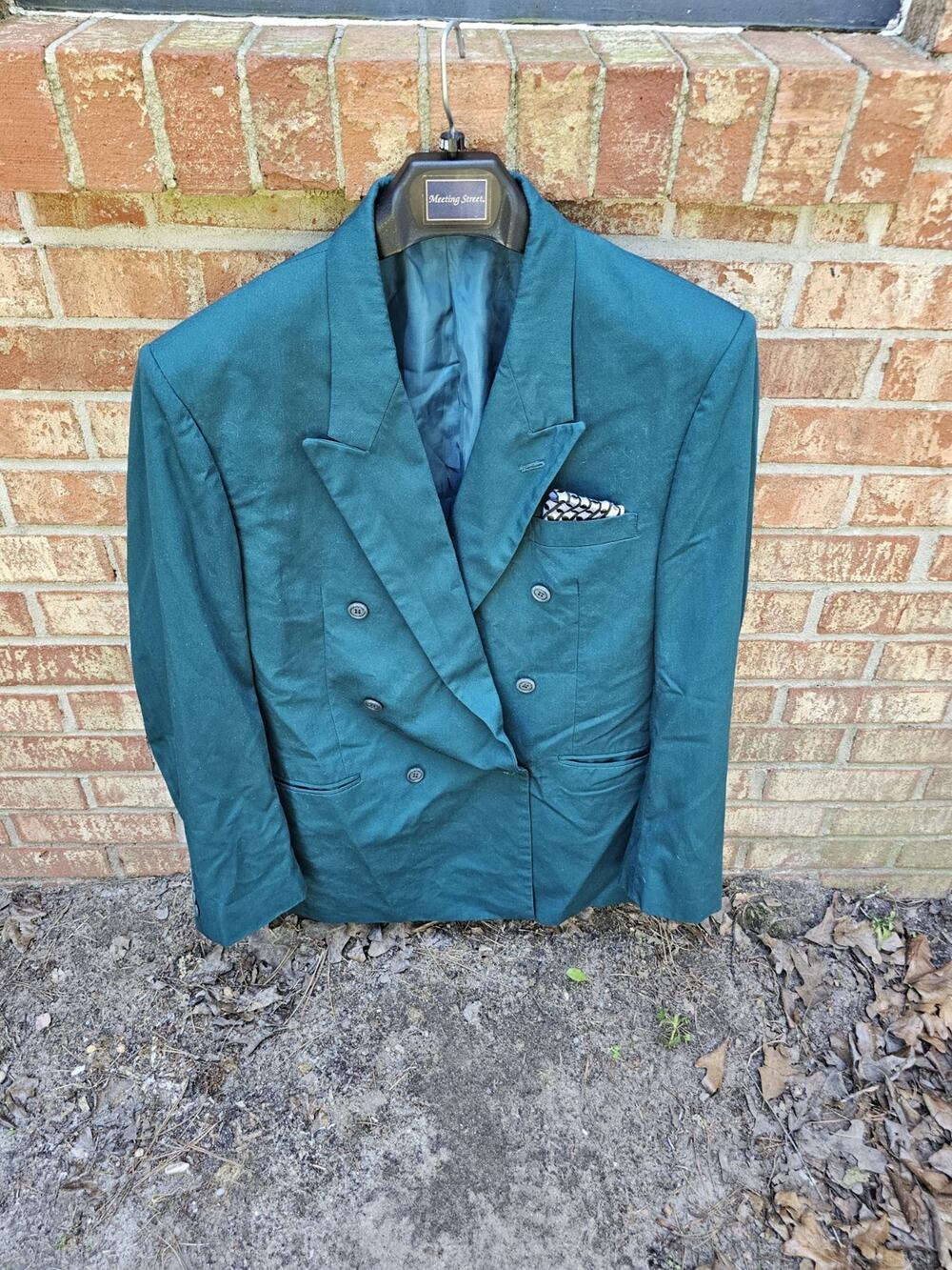 VTG Meeting Street Blazer Mens Sz 40W Double Breasted Power Suit Jacket 1980s